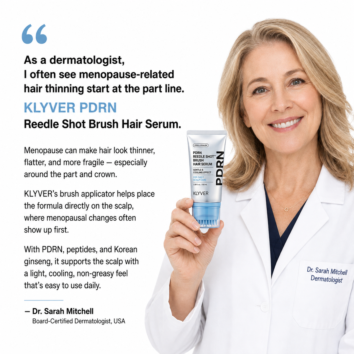 Korean Scalp Serum | Part-line brush, PDRN & fuller-looking roots