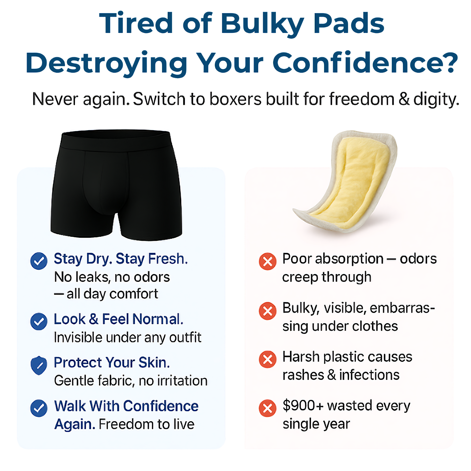 Ultra absorbent incontinence boxer